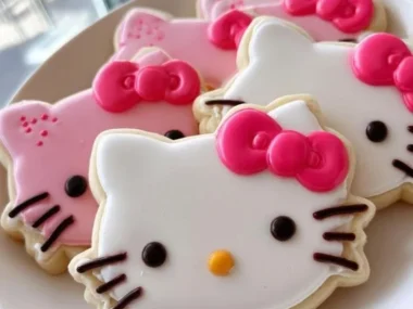 Hello Kitty Valentine's cookies decorated for a festive celebration.