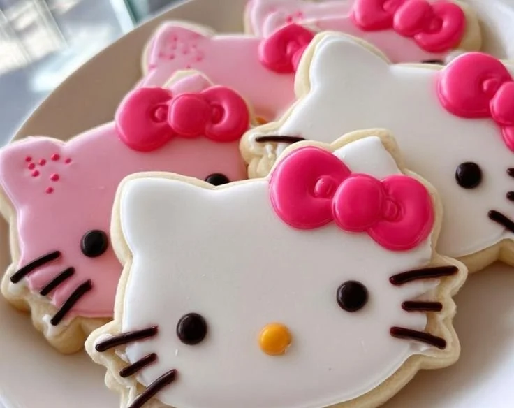 Hello Kitty Valentine's cookies decorated for a festive celebration.