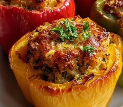 Keto stuffed bell peppers filled with savory ingredients for a low-carb meal