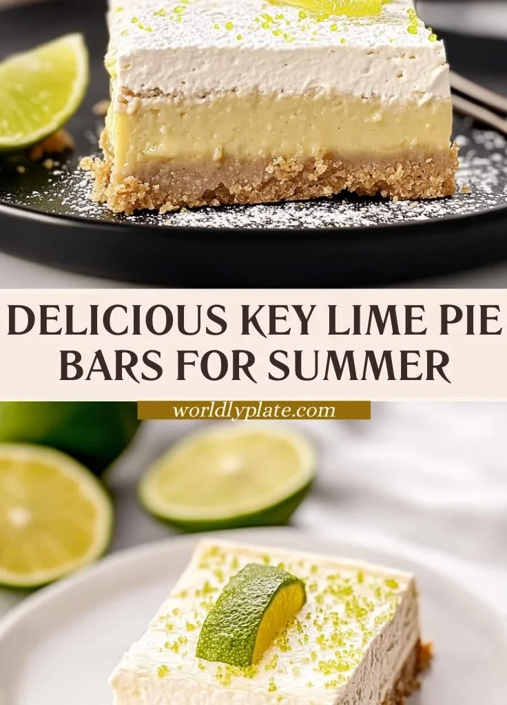 Delicious homemade Key Lime Pie Bars with a graham cracker crust and lime filling