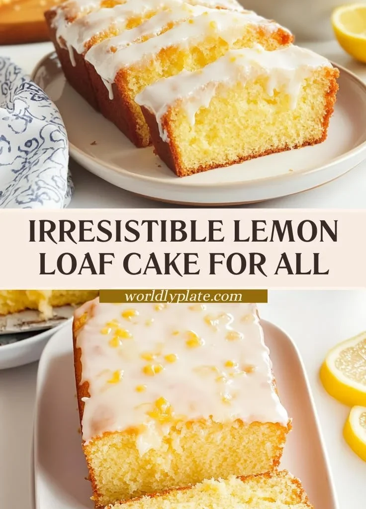 Delicious lemon loaf cake with a golden crust and lemon glaze