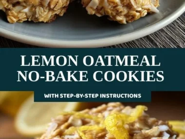 Lemon oatmeal no-bake cookies on a plate with fresh lemon slices.