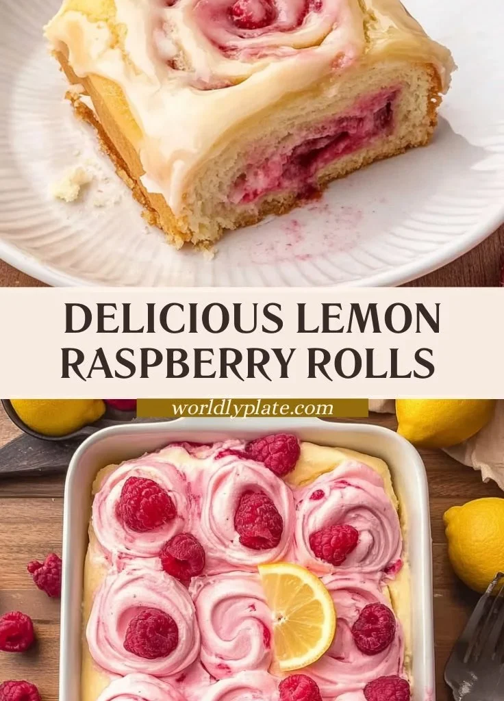 Freshly baked lemon raspberry rolls with a sweet glaze on top