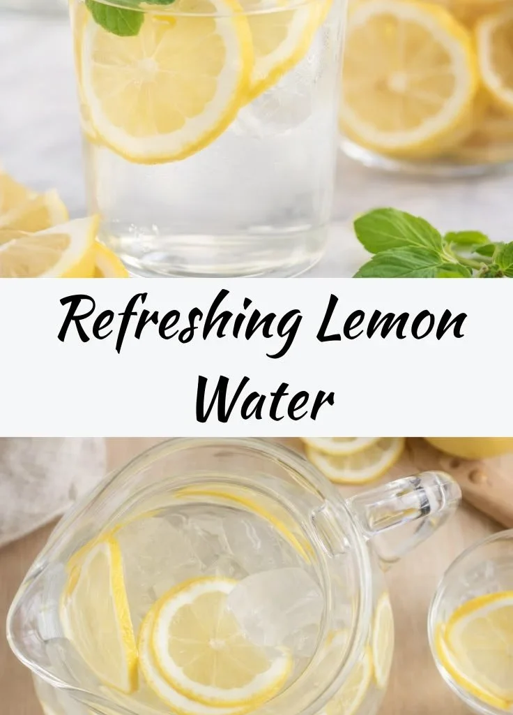 Refreshing glass of lemon water with slices of lemon