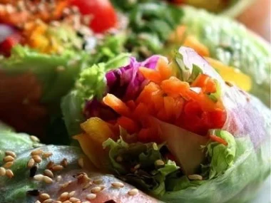 Lettuce Wrap Summer Rolls filled with fresh vegetables and herbs.