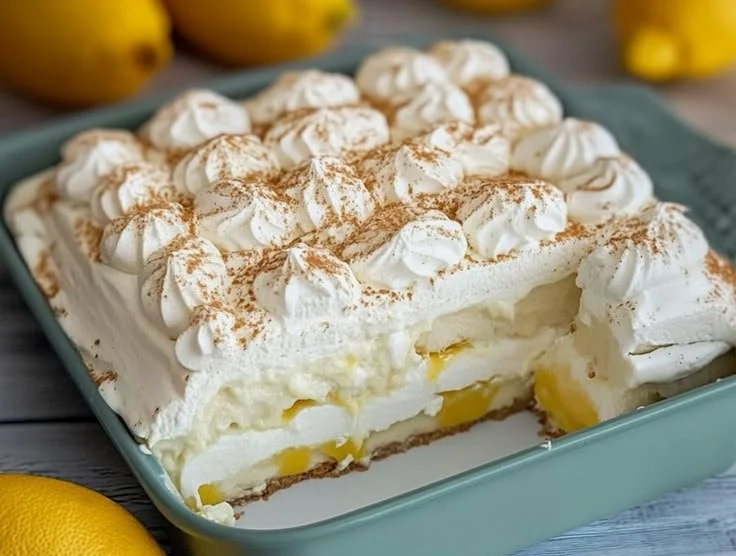 Limoncello Tiramisu dessert with layers of cream and lemon flavor
