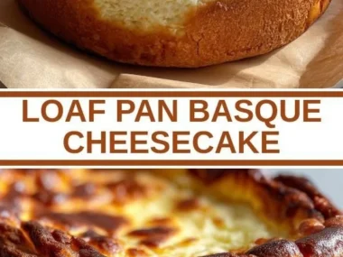 Delicious loaf pan Basque cheesecake with a golden brown top.