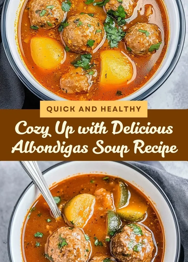 Delicious bowl of meatball soup featuring homemade meatballs and fresh vegetables.