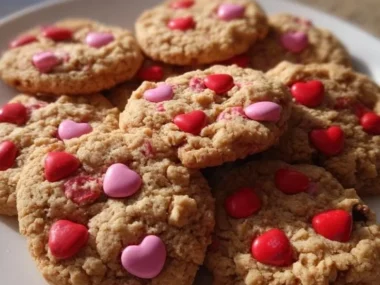 Delicious homemade M&M cookies with colorful chocolate candies