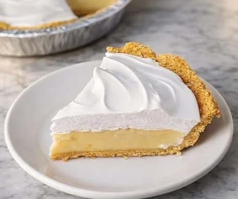 No Bake Lemon Meringue Pie with a golden meringue topping and lemon filling.