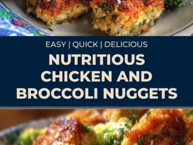 Nutritious chicken and broccoli nuggets ready to eat.