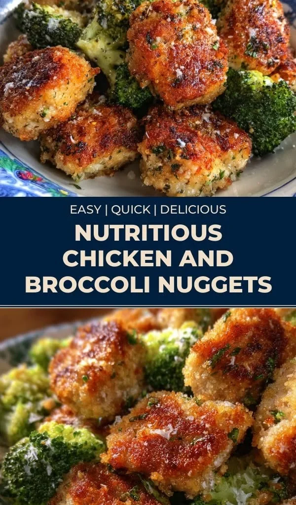 Nutritious chicken and broccoli nuggets ready to eat.