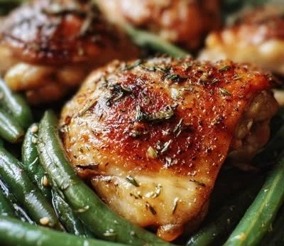 One sheet pan meal: chicken and green beans seasoned and roasted together