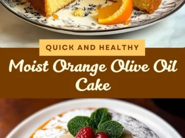 Slice of Orange Olive Oil Cake with citrus garnish