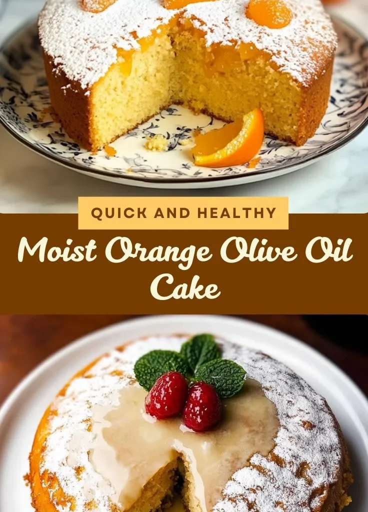 Slice of Orange Olive Oil Cake with citrus garnish