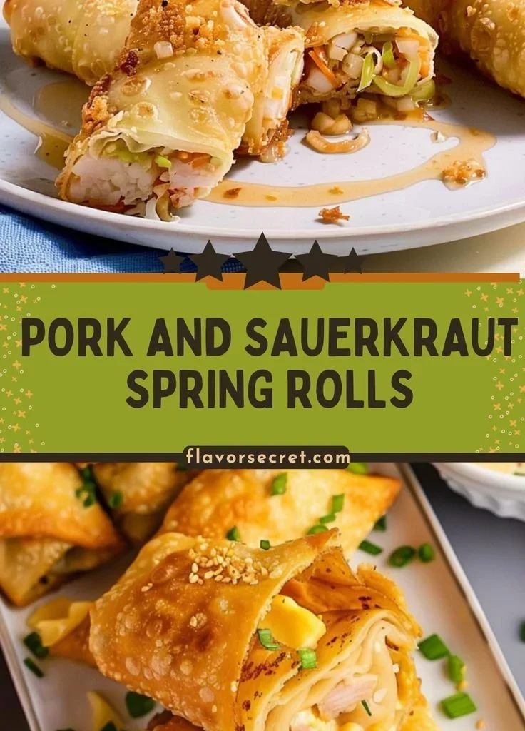 Pork and Sauerkraut Spring Rolls served with dipping sauce