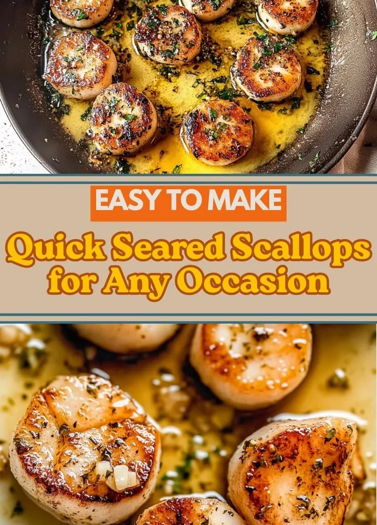 Plate of perfectly seared scallops served with lemon and herbs