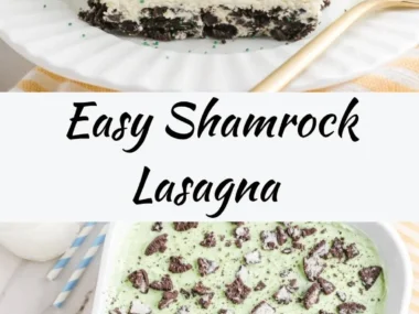 Delicious Shamrock Lasagna creamy mint dessert ready to serve.