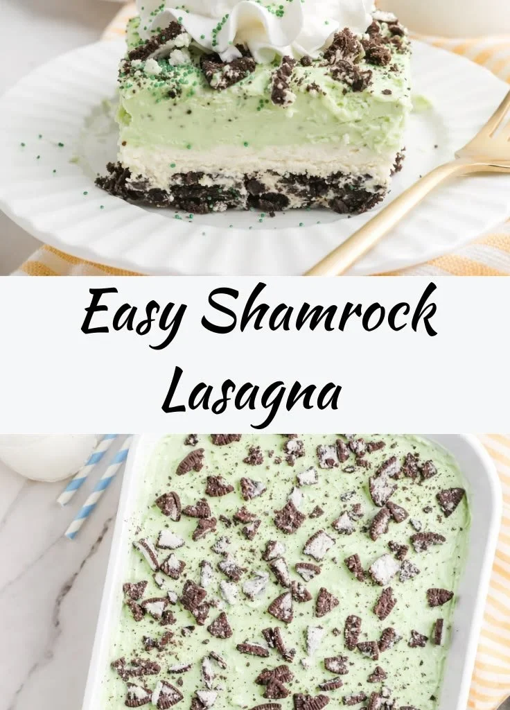 Delicious Shamrock Lasagna creamy mint dessert ready to serve.
