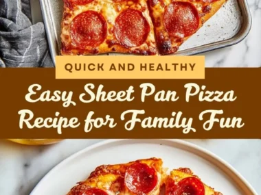 Delicious freshly baked Sheet Pan Pizza topped with colorful vegetables and cheese.