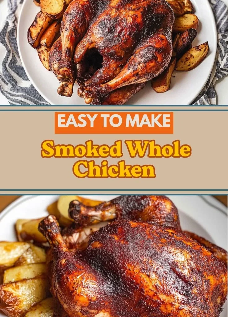 Delicious smoked whole chicken with a crispy skin and juicy interior