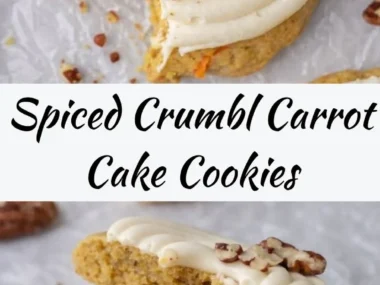 Delicious spiced crumble carrot cake cookies on a wooden table
