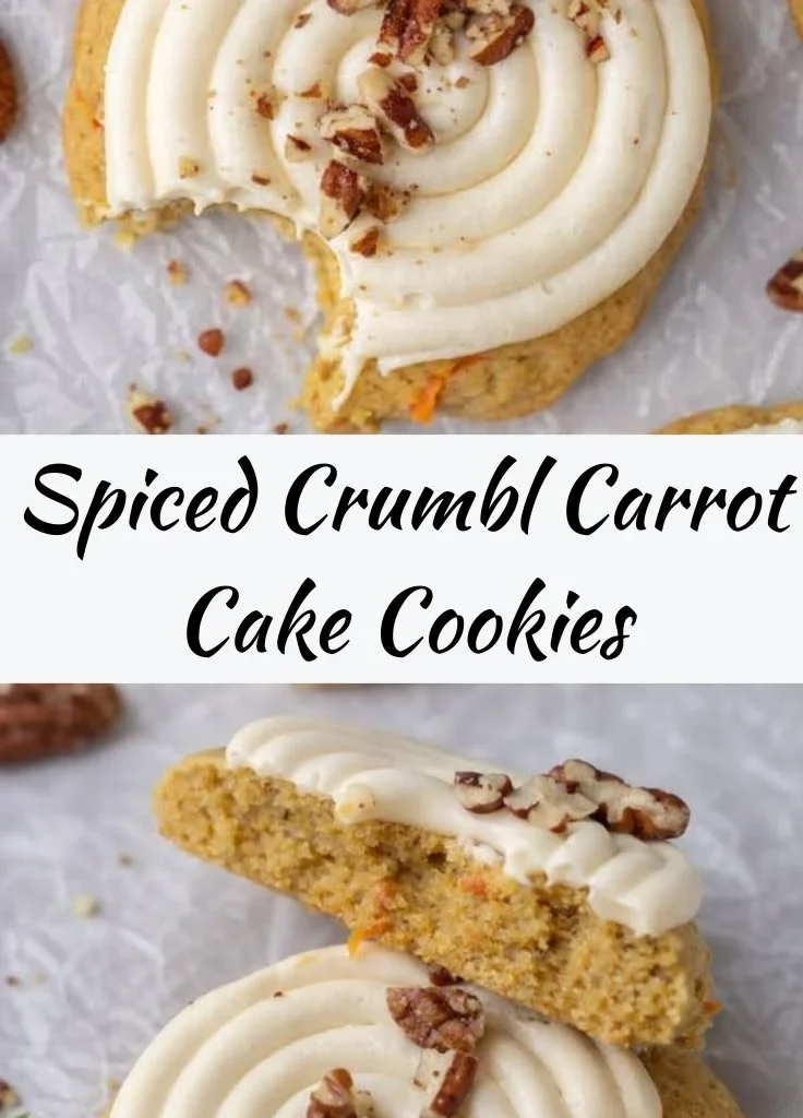 Delicious spiced crumble carrot cake cookies on a wooden table