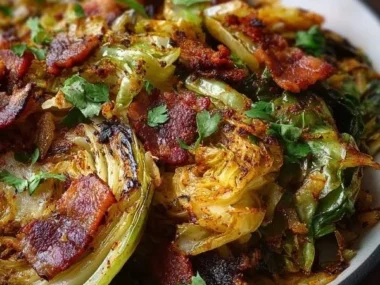 Spicy Smoky Fire-Roasted Cowboy Cabbage served on a plate