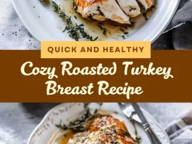 Succulent roasted turkey breast served with herbs and spices on a festive table