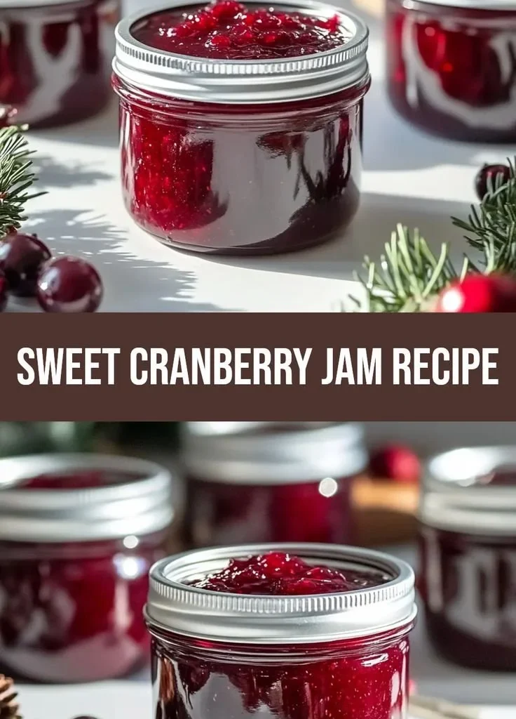 Sweet Christmas Cranberry Jam jar with festive decorations