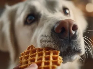 Homemade sweet potato waffles for dogs served on a plate