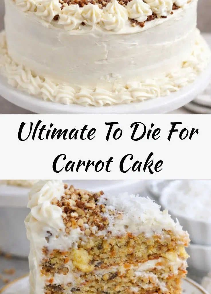 Deliciously moist carrot cake topped with cream cheese frosting