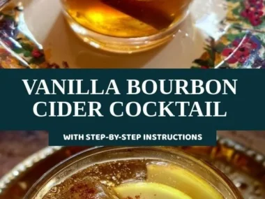 A refreshing Vanilla Bourbon Cider cocktail served in a glass with ice.