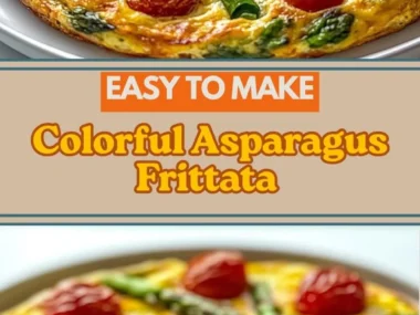 Vibrant asparagus frittata topped with fresh herbs and vegetables