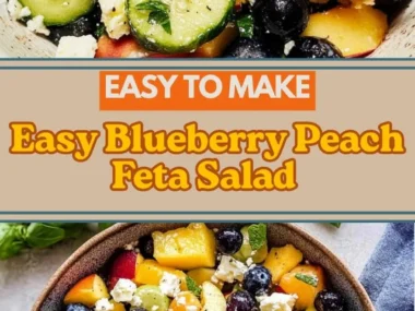 Vibrant Blueberry Peach Feta Salad with fresh blueberries, peaches, and feta cheese.