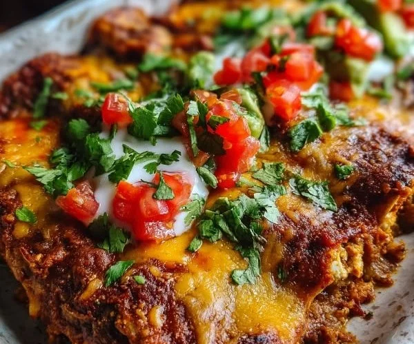 Zesty Baked Whole30 Enchiladas served in a dish, featuring fresh ingredients.