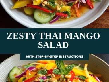 Zesty Thai Mango Salad with colorful ingredients and fresh herbs
