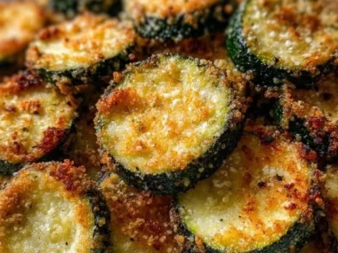Crispy air fryer zucchini chips ready to serve