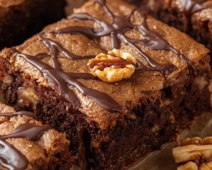 Deliciously soft and moist banana bread brownies on a plate.