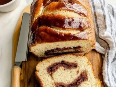 Freshly baked cinnamon bread from a bread machine, golden and fluffy.