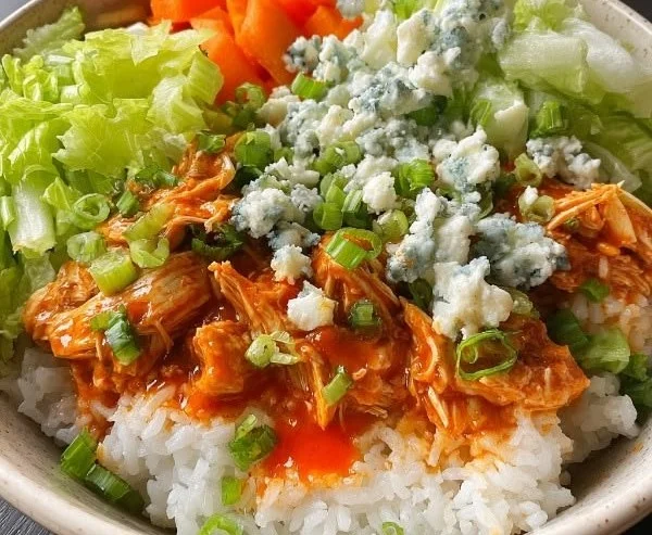 Delicious Buffalo Chicken Bowl with spicy chicken and fresh vegetables