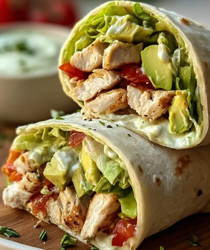 Delicious Chicken Avocado Wraps with fresh ingredients and vibrant colors