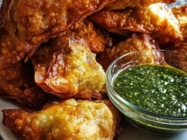 Delicious chicken samosas with spices, ready to be served for a flavorful snack.
