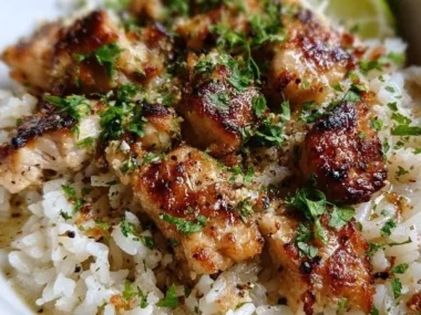 Delicious Coconut Chicken Rice Bowl with fresh ingredients and vibrant presentation.