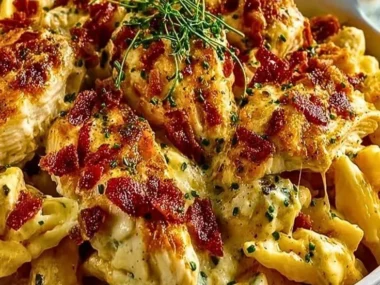 Creamy Crack Chicken Pasta served in a bowl with herbs and spices