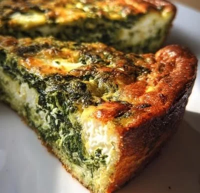 Cottage cheese and spinach crustless quiche, healthy recipe, delicious meal