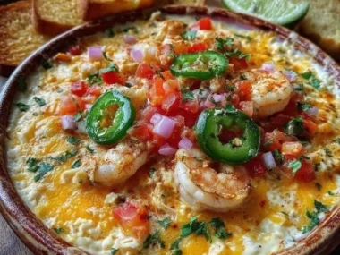 Delicious homemade Crab Shrimp Cheese Dip served in a bowl