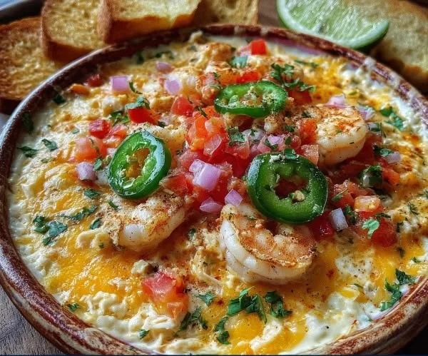 Delicious homemade Crab Shrimp Cheese Dip served in a bowl