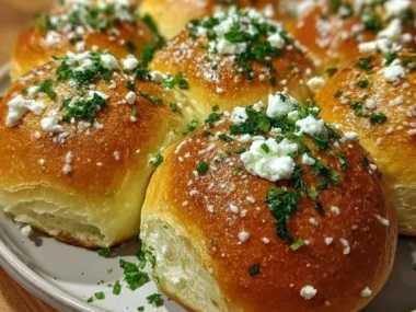 Delicious creamy garlic rolls served warm with garlic butter