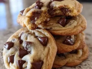 Delicious crispy and chewy chocolate chip cookies on a cooling rack
